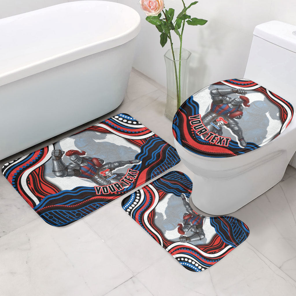 Personalized Newcastle Knights Bathroom Set Aboriginal Dot Art - Dreamtime Rugby Mascot