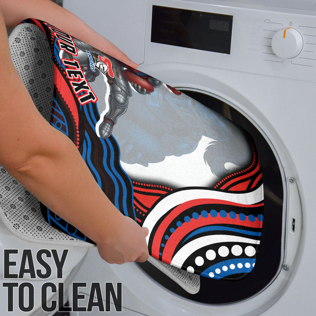 Personalized Newcastle Knights Bathroom Set Aboriginal Dot Art - Dreamtime Rugby Mascot
