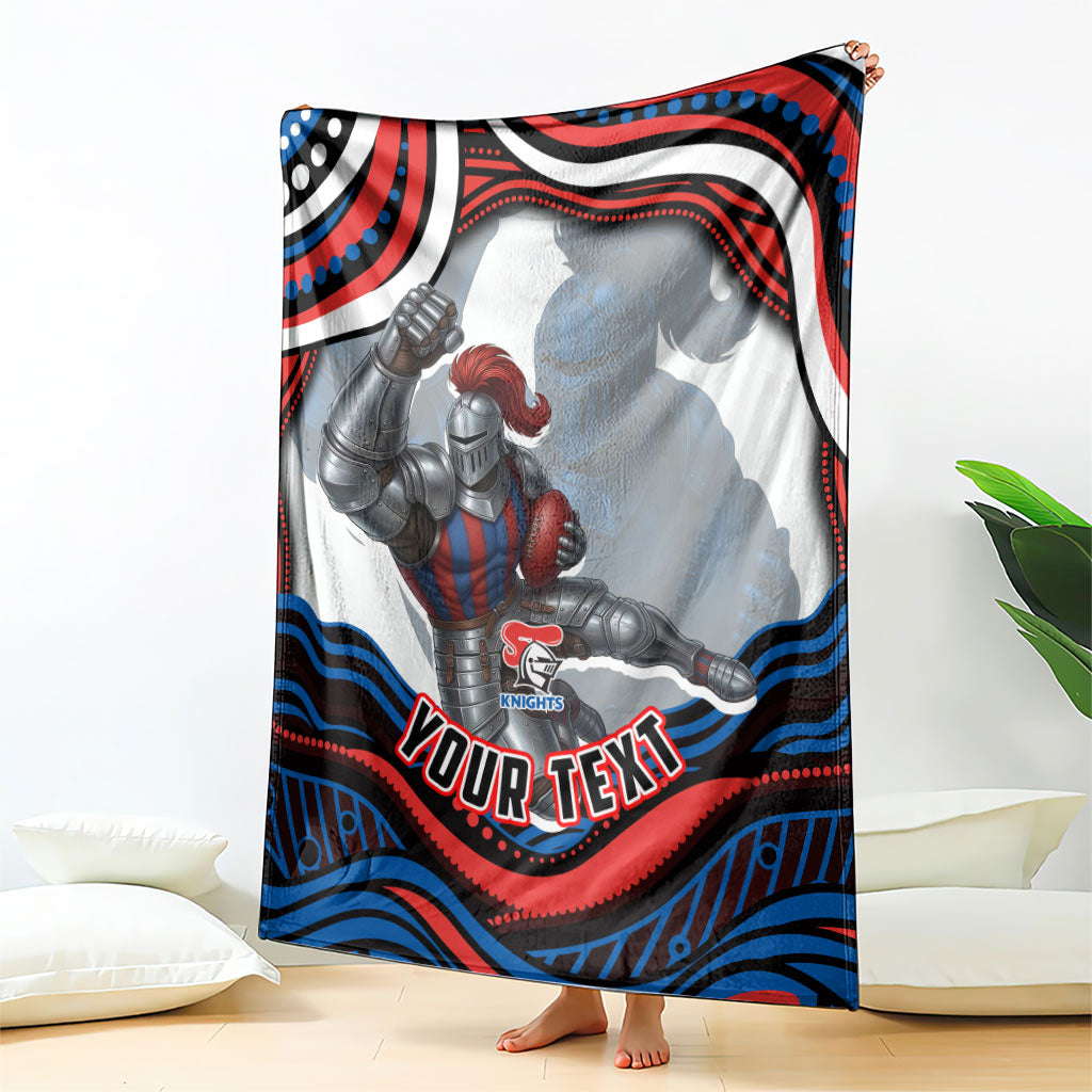 Personalized Newcastle Knights Blanket Aboriginal Dot Art - Dreamtime Rugby Mascot