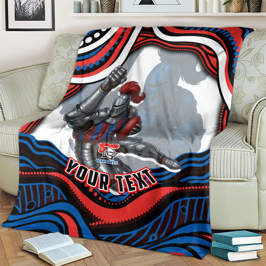 Personalized Newcastle Knights Blanket Aboriginal Dot Art - Dreamtime Rugby Mascot