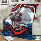 Personalized Newcastle Knights Blanket Aboriginal Dot Art - Dreamtime Rugby Mascot