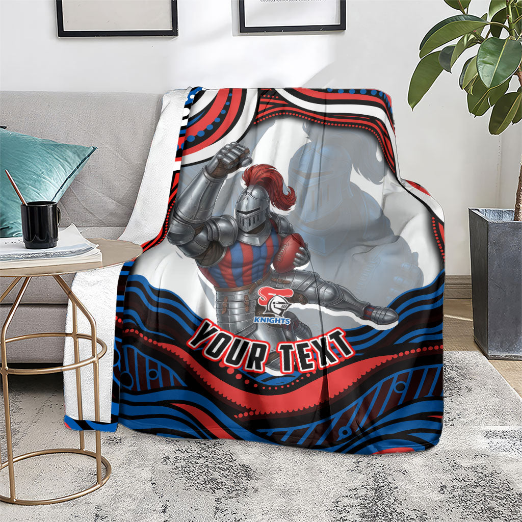 Personalized Newcastle Knights Blanket Aboriginal Dot Art - Dreamtime Rugby Mascot