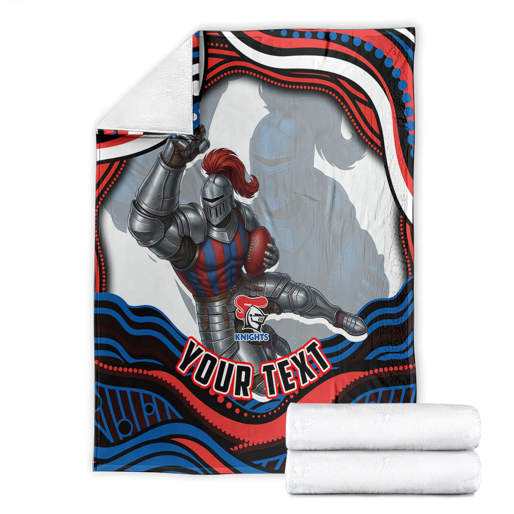 Personalized Newcastle Knights Blanket Aboriginal Dot Art - Dreamtime Rugby Mascot
