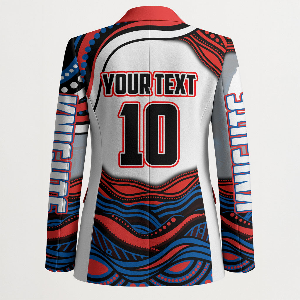 Personalized Newcastle Knights Blazer Aboriginal Dot Art - Dreamtime Rugby Mascot