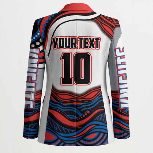 Personalized Newcastle Knights Blazer Aboriginal Dot Art - Dreamtime Rugby Mascot
