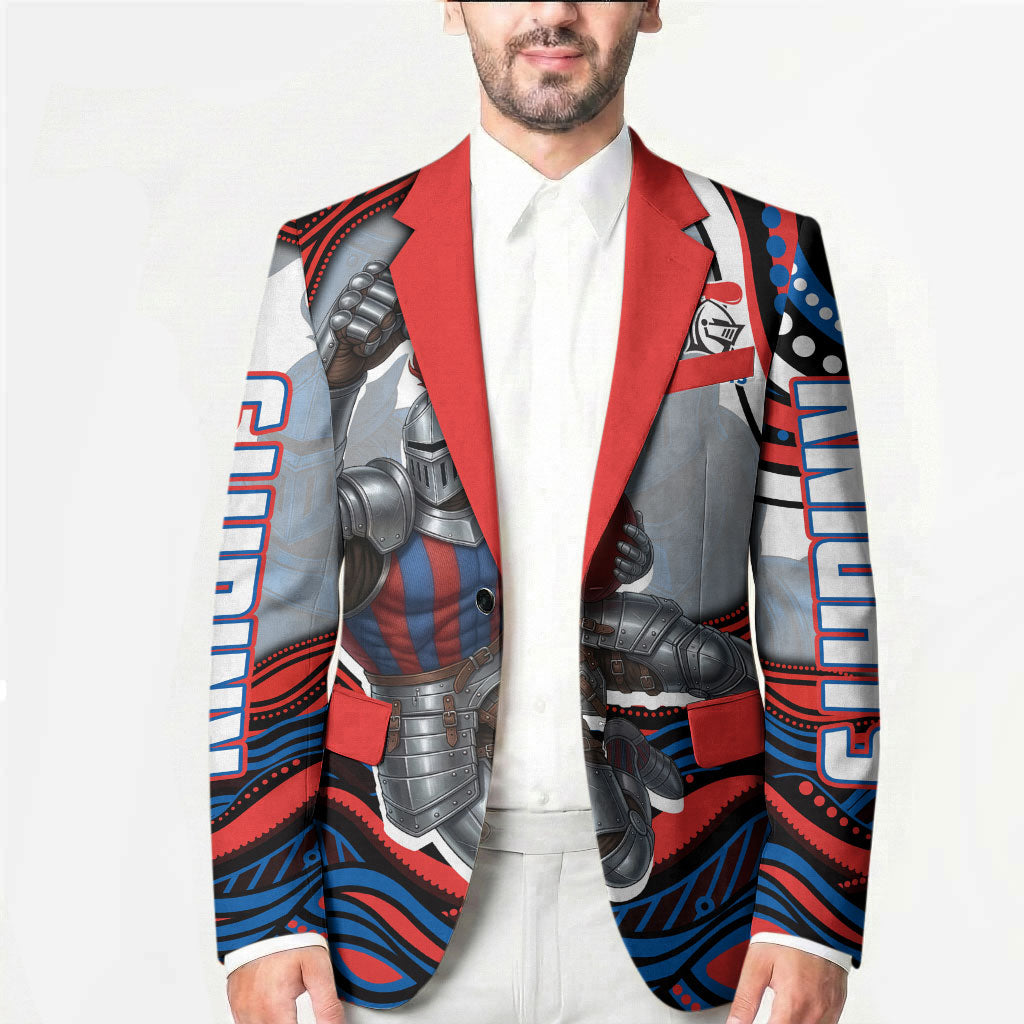 Personalized Newcastle Knights Blazer Aboriginal Dot Art - Dreamtime Rugby Mascot
