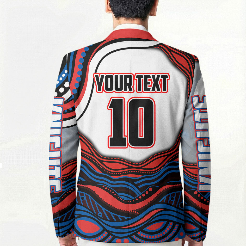 Personalized Newcastle Knights Blazer Aboriginal Dot Art - Dreamtime Rugby Mascot
