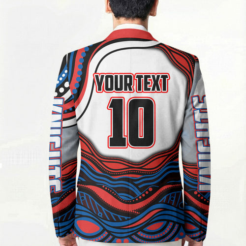 Personalized Newcastle Knights Blazer Aboriginal Dot Art - Dreamtime Rugby Mascot