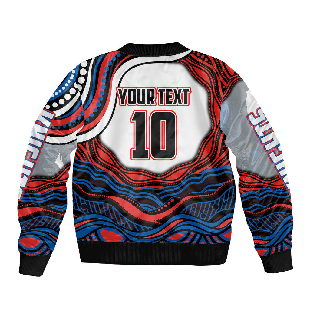 Personalized Newcastle Knights Bomber Jacket Aboriginal Dot Art - Dreamtime Rugby Mascot
