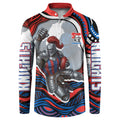 Personalized Newcastle Knights Button Sweatshirt Aboriginal Dot Art - Dreamtime Rugby Mascot