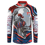 Personalized Newcastle Knights Button Sweatshirt Aboriginal Dot Art - Dreamtime Rugby Mascot
