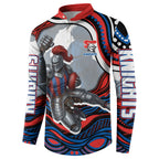Personalized Newcastle Knights Button Sweatshirt Aboriginal Dot Art - Dreamtime Rugby Mascot