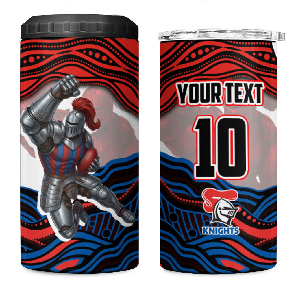 Personalized Newcastle Knights 4 in 1 Can Cooler Tumbler Aboriginal Dot Art - Dreamtime Rugby Mascot