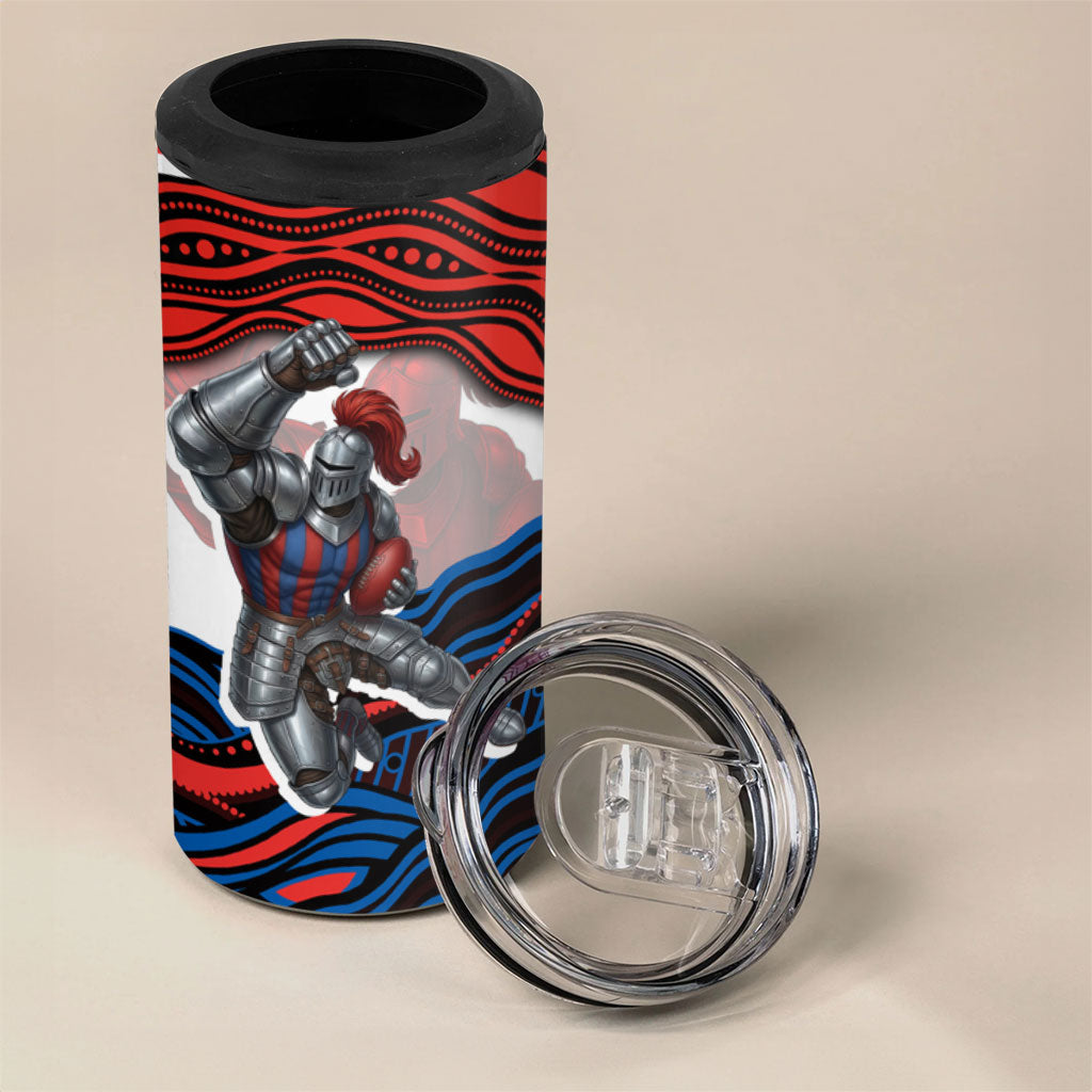 Personalized Newcastle Knights 4 in 1 Can Cooler Tumbler Aboriginal Dot Art - Dreamtime Rugby Mascot