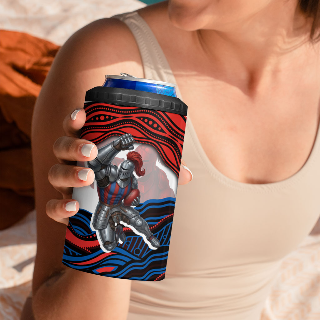 Personalized Newcastle Knights 4 in 1 Can Cooler Tumbler Aboriginal Dot Art - Dreamtime Rugby Mascot