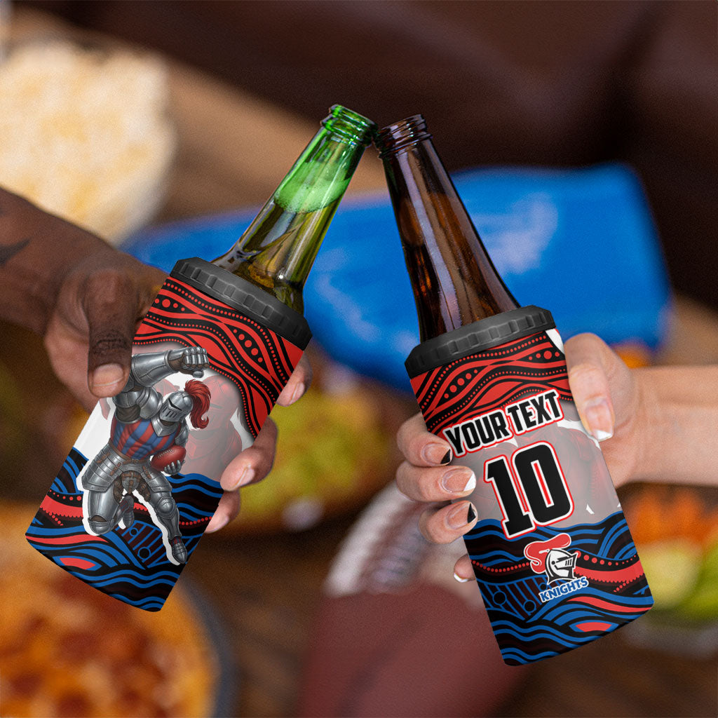Personalized Newcastle Knights 4 in 1 Can Cooler Tumbler Aboriginal Dot Art - Dreamtime Rugby Mascot