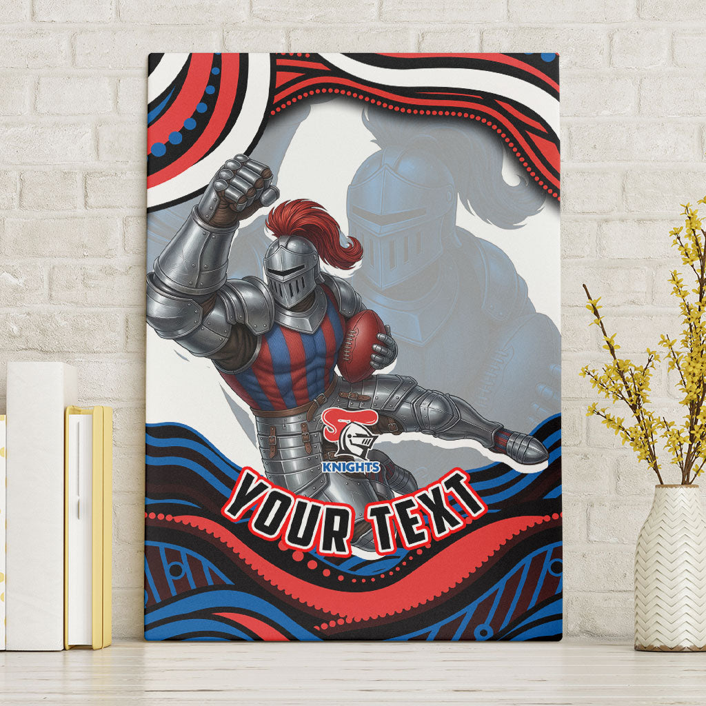 Personalized Newcastle Knights Canvas Wall Art Aboriginal Dot Art - Dreamtime Rugby Mascot