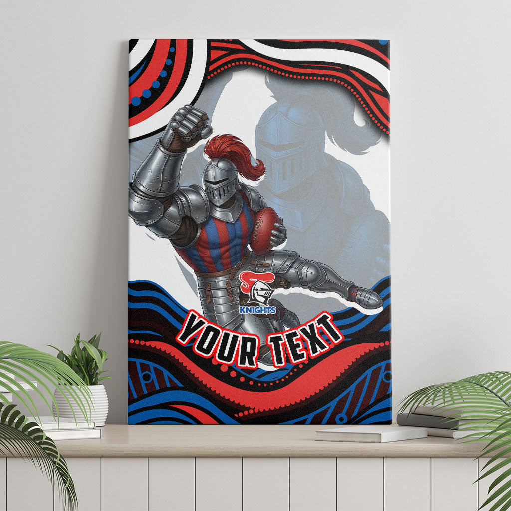 Personalized Newcastle Knights Canvas Wall Art Aboriginal Dot Art - Dreamtime Rugby Mascot