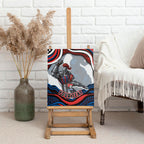 Personalized Newcastle Knights Canvas Wall Art Aboriginal Dot Art - Dreamtime Rugby Mascot