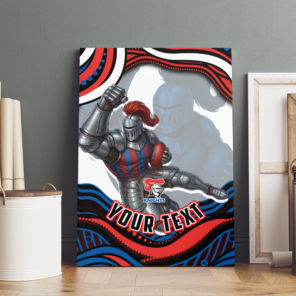 Personalized Newcastle Knights Canvas Wall Art Aboriginal Dot Art - Dreamtime Rugby Mascot