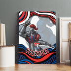 Personalized Newcastle Knights Canvas Wall Art Aboriginal Dot Art - Dreamtime Rugby Mascot