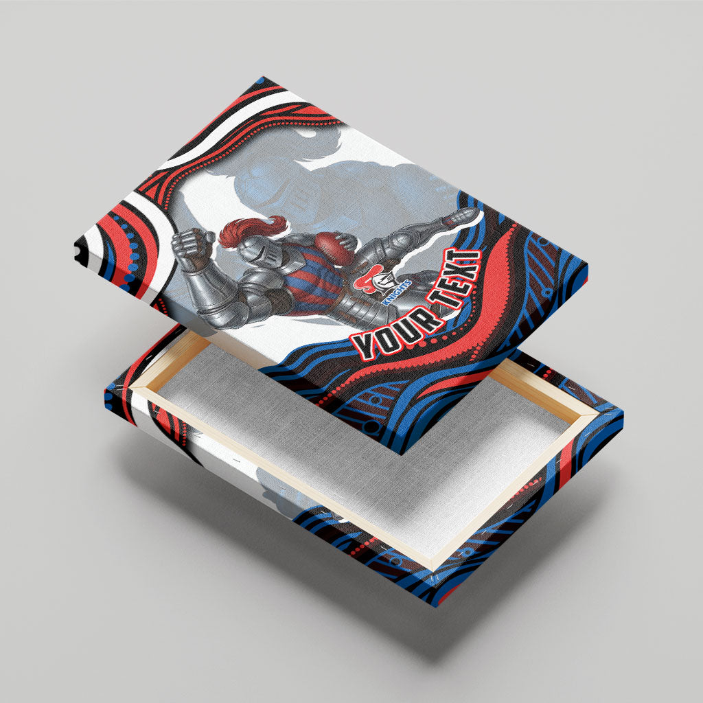 Personalized Newcastle Knights Canvas Wall Art Aboriginal Dot Art - Dreamtime Rugby Mascot