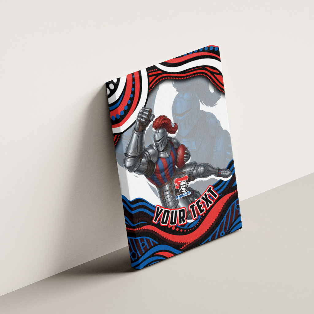 Personalized Newcastle Knights Canvas Wall Art Aboriginal Dot Art - Dreamtime Rugby Mascot