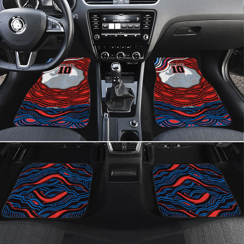Personalized Newcastle Knights Car Mats Aboriginal Dot Art - Dreamtime Rugby Mascot