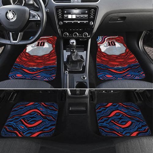 Personalized Newcastle Knights Car Mats Aboriginal Dot Art - Dreamtime Rugby Mascot