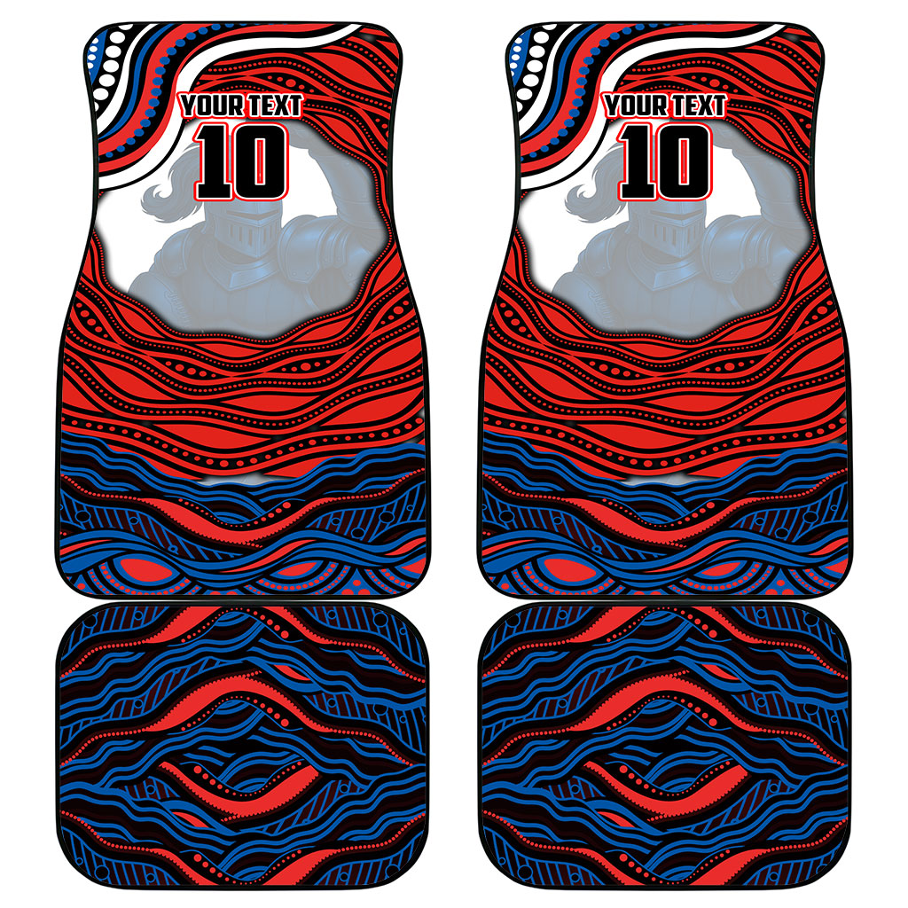 Personalized Newcastle Knights Car Mats Aboriginal Dot Art - Dreamtime Rugby Mascot