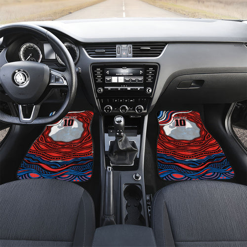 Personalized Newcastle Knights Car Mats Aboriginal Dot Art - Dreamtime Rugby Mascot