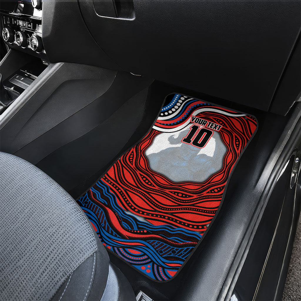 Personalized Newcastle Knights Car Mats Aboriginal Dot Art - Dreamtime Rugby Mascot