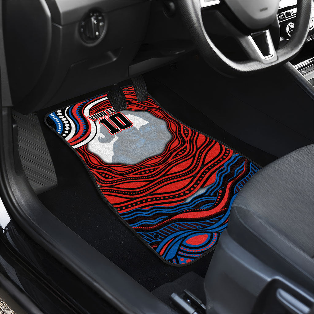 Personalized Newcastle Knights Car Mats Aboriginal Dot Art - Dreamtime Rugby Mascot