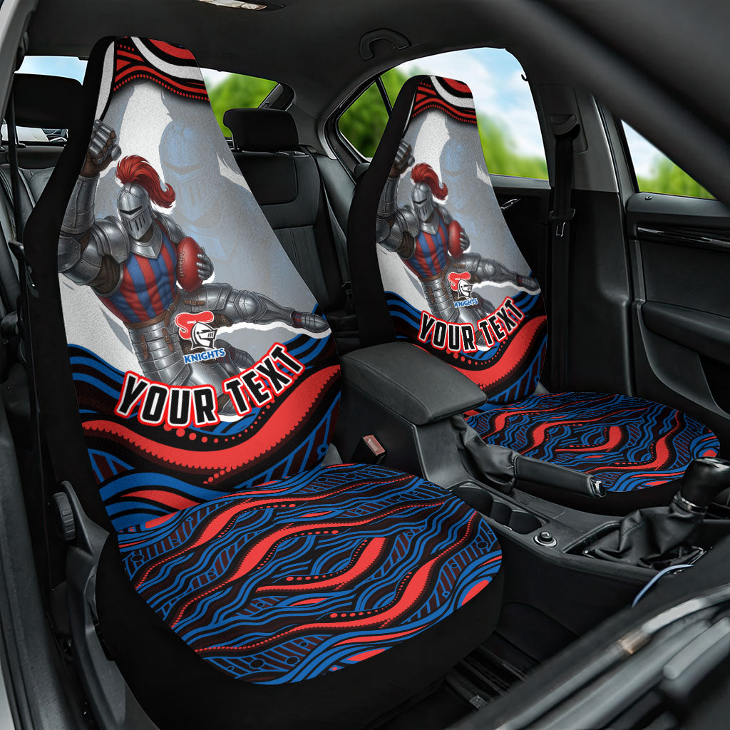 Personalized Newcastle Knights Car Seat Cover Aboriginal Dot Art - Dreamtime Rugby Mascot