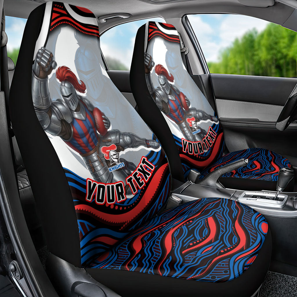 Personalized Newcastle Knights Car Seat Cover Aboriginal Dot Art - Dreamtime Rugby Mascot