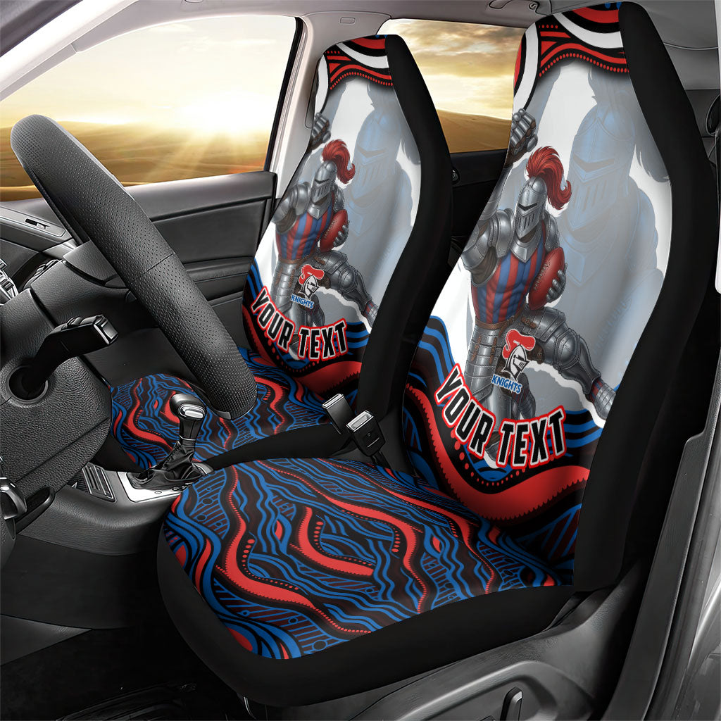 Personalized Newcastle Knights Car Seat Cover Aboriginal Dot Art - Dreamtime Rugby Mascot