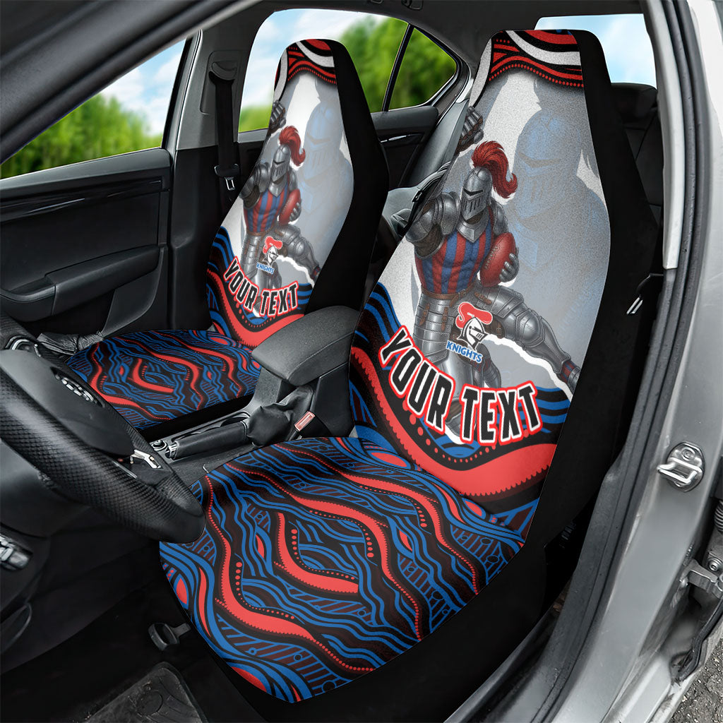 Personalized Newcastle Knights Car Seat Cover Aboriginal Dot Art - Dreamtime Rugby Mascot