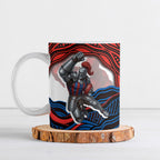 Personalized Newcastle Knights Ceramic Mug Aboriginal Dot Art - Dreamtime Rugby Mascot