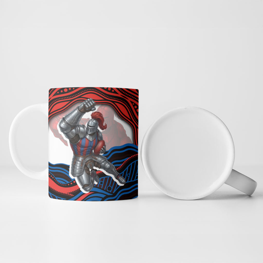 Personalized Newcastle Knights Ceramic Mug Aboriginal Dot Art - Dreamtime Rugby Mascot