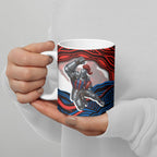 Personalized Newcastle Knights Ceramic Mug Aboriginal Dot Art - Dreamtime Rugby Mascot