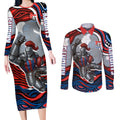 Personalized Newcastle Knights Couples Matching Long Sleeve Bodycon Dress and Long Sleeve Button Shirt Aboriginal Dot Art - Dreamtime Rugby Mascot