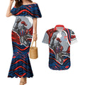 Personalized Newcastle Knights Couples Matching Mermaid Dress and Hawaiian Shirt Aboriginal Dot Art - Dreamtime Rugby Mascot
