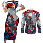 Personalized Newcastle Knights Couples Matching Short Sleeve Bodycon Dress and Long Sleeve Button Shirt Aboriginal Dot Art - Dreamtime Rugby Mascot