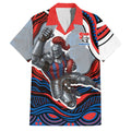 Personalized Newcastle Knights Family Matching Long Sleeve Bodycon Dress and Hawaiian Shirt Aboriginal Dot Art - Dreamtime Rugby Mascot