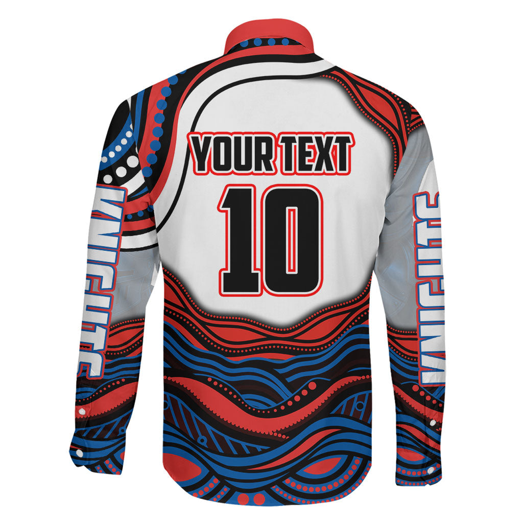 Personalized Newcastle Knights Family Matching Mermaid Dress and Hawaiian Shirt Aboriginal Dot Art - Dreamtime Rugby Mascot