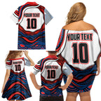 Personalized Newcastle Knights Family Matching Off Shoulder Short Dress and Hawaiian Shirt Aboriginal Dot Art - Dreamtime Rugby Mascot