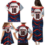 Personalized Newcastle Knights Family Matching Puletasi and Hawaiian Shirt Aboriginal Dot Art - Dreamtime Rugby Mascot