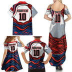 Personalized Newcastle Knights Family Matching Summer Maxi Dress and Hawaiian Shirt Aboriginal Dot Art - Dreamtime Rugby Mascot