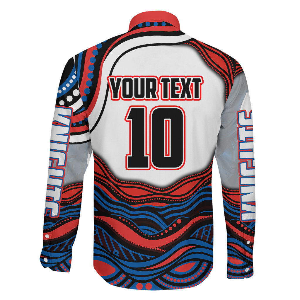 Personalized Newcastle Knights Family Matching Summer Maxi Dress and Hawaiian Shirt Aboriginal Dot Art - Dreamtime Rugby Mascot