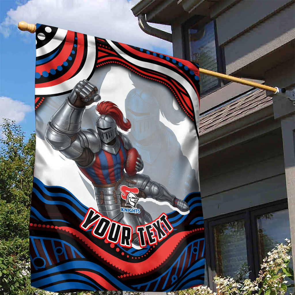 Personalized Newcastle Knights Garden Flag Aboriginal Dot Art - Dreamtime Rugby Mascot